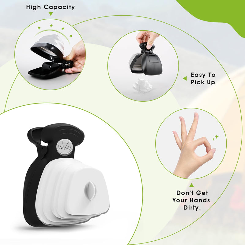 SUPERDESIGN Portable and Versatile Pet Poop Scooper, Ideal for Walking Traveling and Camping with Small and Large with CLeash Clip and Garbage Bag Bin Dogs Poop Scooper Small Black - PawsPlanet Australia