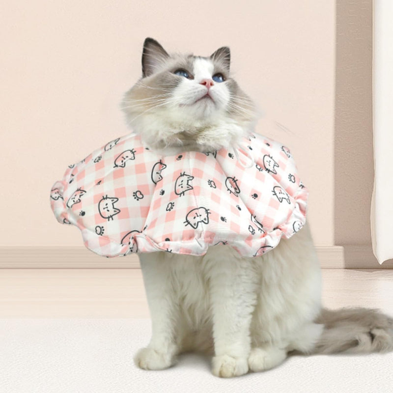 Adjustable cat cone collar 7cm made of water-repellent fabric with sponge padding for cats, lick protection after surgery and skin irritations