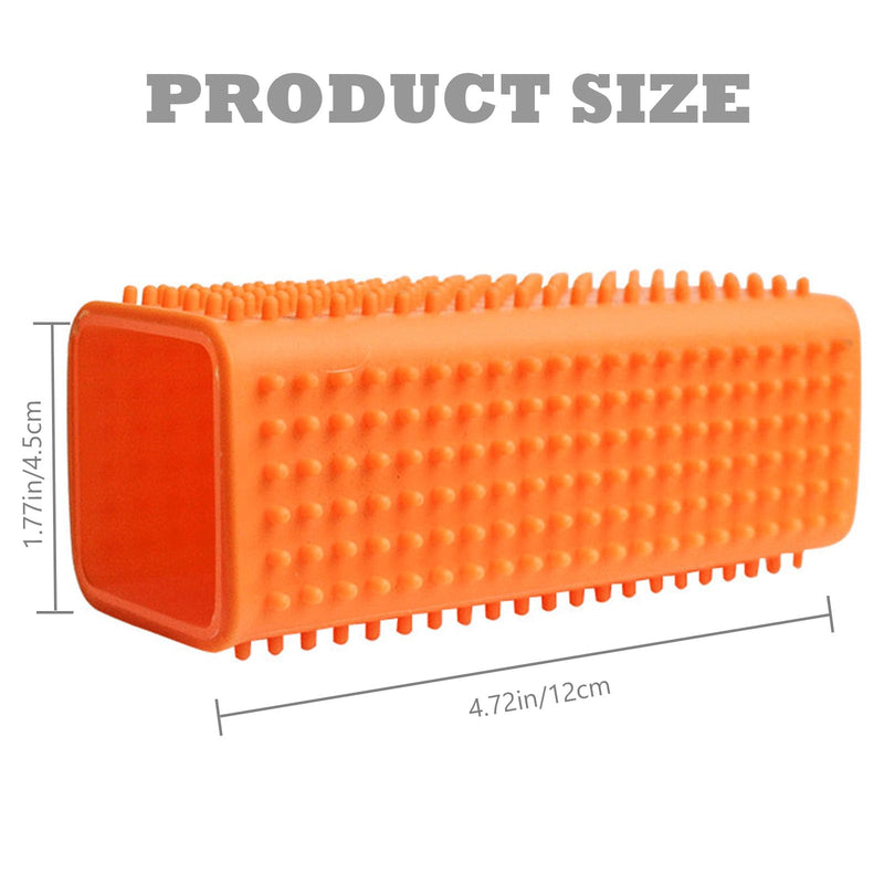 2 Pieces Pet Dog Cat Hair Remover, Block Roller Cleaner, Hollow Silicone Cleaner Brush for Sofa, Car Interiors, Furnishings, Carpets, Bedding or Any Fabric (Orange, Blue) A-blue and orange - PawsPlanet Australia