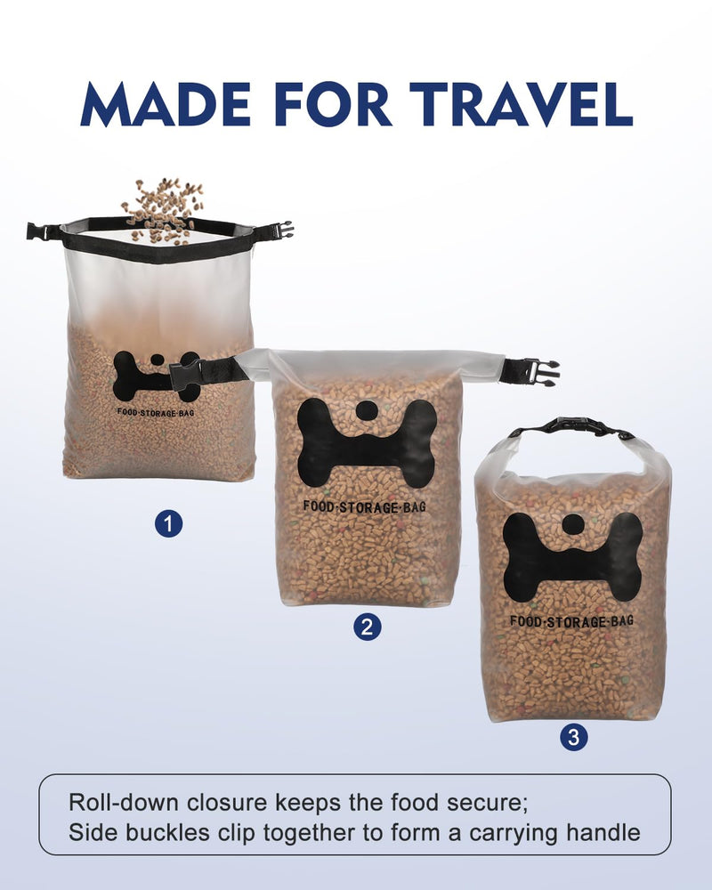 ANVS Silicone Pet Food Storage Bag,40-Cup Dog Food Travel Bag with 2PCS Collapsible Bowls, Perfect for Camping Trip, Dog Boarding, Weekend Getaways and Travel Large - PawsPlanet Australia
