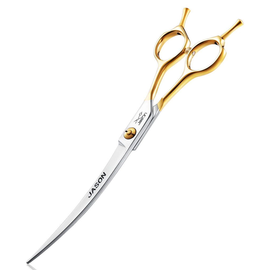 JASON 7.5" Curved Dog Grooming Scissors, Cats Grooming Shears Pets Trimming Kit for Right Handed Groomers, Sharp, Comfortable Shear A-7.5“ Curved