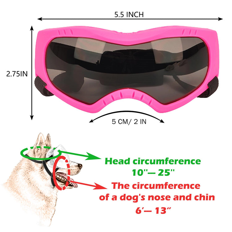Dog Sunglasses,Doggles Anti-UV Protection,Pet Sunglasses with Adjustable Strap,Suitable for Motorcycle Car Driving Bike Riding Hiking Swimming Wind Dust Fog Dog Eye Protection Medium PinkGrey-M - PawsPlanet Australia