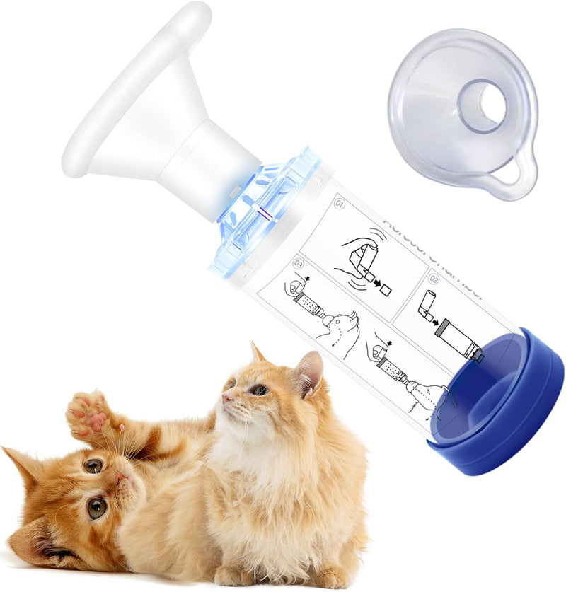 Upgraded Cat Inhaler Spacer with 2 Silicone Masks - Portable Nebulizer for Cats and Dogs - Effective Feline Breathing Treatment (Orange) - PawsPlanet Australia