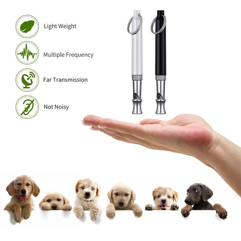 Dog Whistle 2 Pack, Black Dog Whistle to Stop Barking for Dogs, Professional Recall Dog Training Whistles, Adjustable Ultrasonic Silent Dog Whistle to Stop Barking Control Devices, with Lanyard