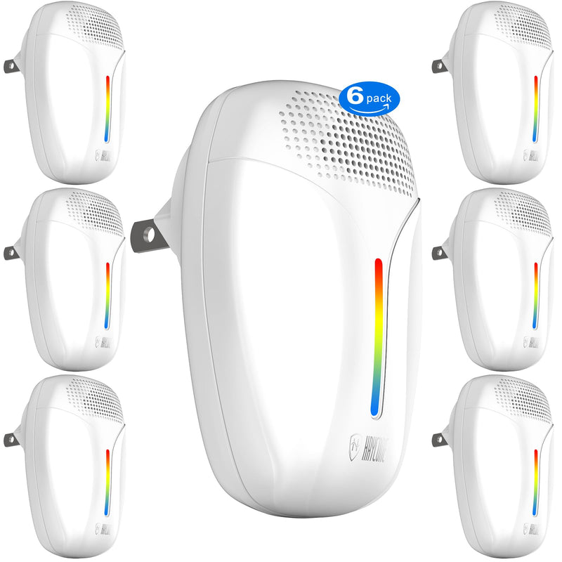 Upgraded Ultrasonic Repeller & Insect Indoor Repeller,Ultrasonic and Repellent for Roach,Rodent,Mouse,Bugs,Mosquito,Mice,Spider,Ant,3 Mode Switching,6 Packs 1 Count (Pack of 6) White - PawsPlanet Australia