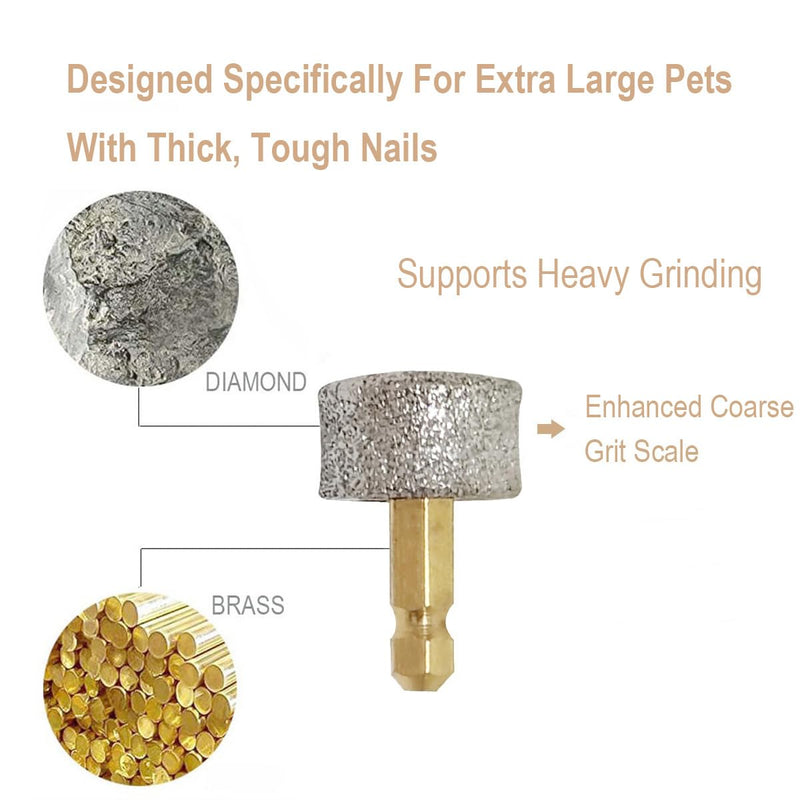 Dog Nail Grinder Replacement Heads/Tips - Designed for Large Dog with Thick, Tough Nails - for Casfuy, LuckyTail and Most Brands' Cat/Pet/Dog Nail Grinders Enhance Coarse - PawsPlanet Australia