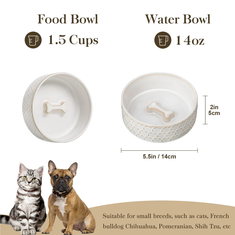 MALACASA Ceramic Dog Food Bowl, 1.5 Cups or 14oz Dog Food Water Dish for Small Breeds, Cats Pet Bowl Dishwasher & Microwave Safe, Honeycomb, Series Lydia - PawsPlanet Australia