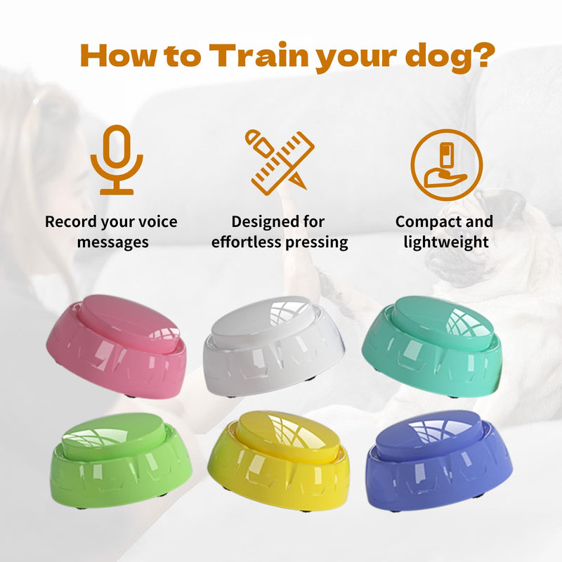 Recordable Pet Button, Dog Buttons for Communication Pet Training Buzzer, 30 Second Record & Playback, AA Battery for Longer Battery Life, Funny Gift for Friend Family (6 Pack) 6 pack - PawsPlanet Australia