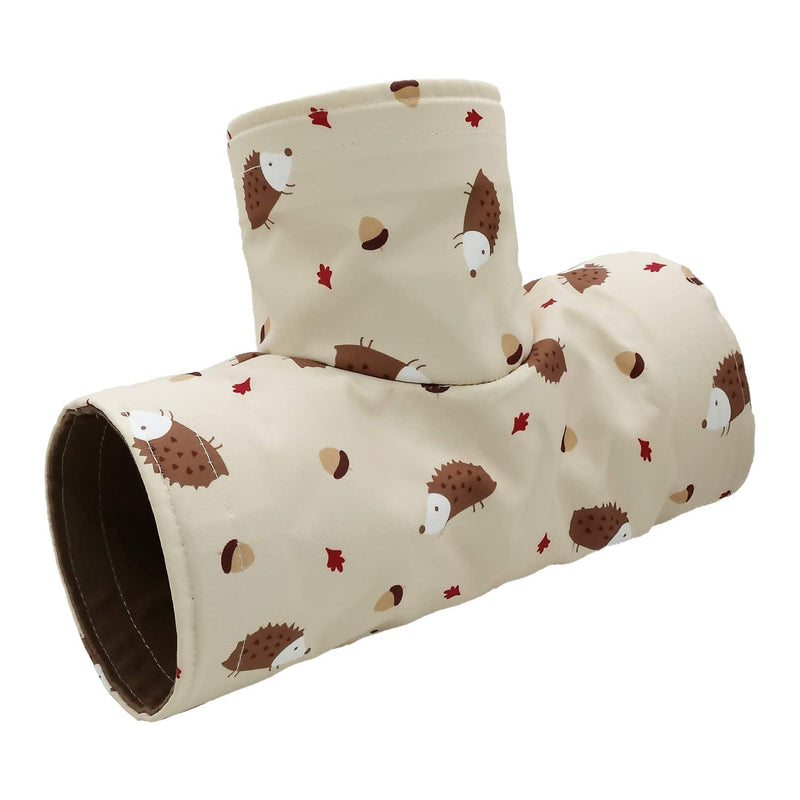 3-Way Small Animal Tunnel Collapsible Pet Play Toy Tunnel Tube for Dwarf Rabbit Hamster Guinea Pig Toys Chinchilla Sugar Glider Hedgehog Hideout Cave Beige - PawsPlanet Australia
