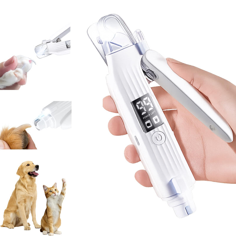 Pet Nail Grinder for Dogs and Cats - 2in1 Dog&Cat Nail Trimmers Super Quiet and Low Vibration Electric Dog Nail Grinder- LED Display Dog Nail Clippers for Large Medium Small Dogs Cats Dog Nail File A - PawsPlanet Australia