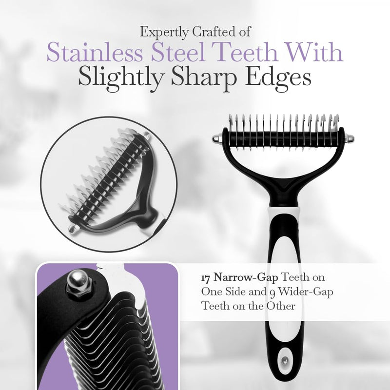 Fuller Brush Pet Dematting Comb – Stainless Steel Blades Remove Tangles, Knots & Mats – Safe for Dogs & Cats with Sensitive Skin – Comfortable Grip, Easy Grooming Tool Dual-Head - PawsPlanet Australia