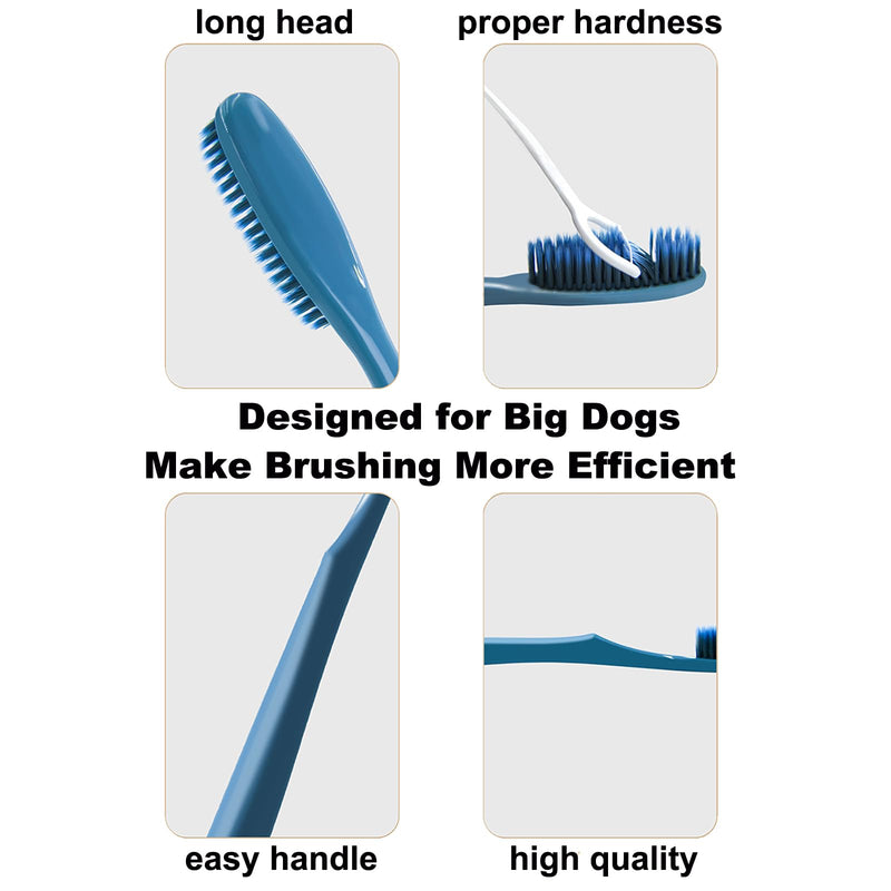 Large Dog Toothbrush Kit, 2 Size Dog Toothbrush for Adult Puppy with Long Soft Head, Pet Teeth Deep Clean Dense Brush, Big Tooth Cleaning