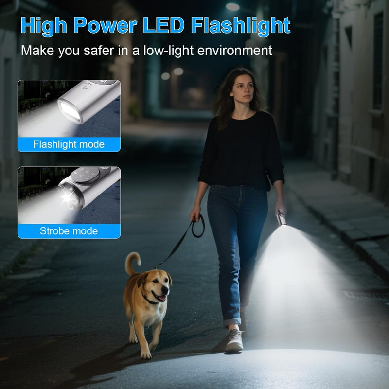 Dog Bark Deterrent Devices for Own or Neighbor Dog Rechargeable Ultrasonic Dog Trainer 50Ft Effective Safe Anti Barking Device, 3X Sonic Emitters, Portable Indoor Outdoor, Space Grey - PawsPlanet Australia
