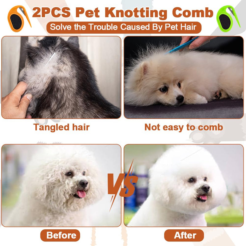 2PCS Pet Knotting Comb with 1PC Cat Brush Dog Brush with Release Button for Shedding, Jaxbo Pet Grooming Comb Dog and Cat Shedding Tool for Removing Tangled and Loose Hair - PawsPlanet Australia