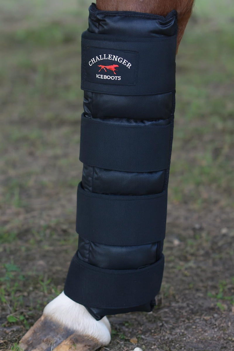 CHALLENGER Horse Cooling Gel Leg Wrap – Quick-Cooling Therapy Wrap for Exercise, Injury Relief & Recovery, Black (41GR01BK)