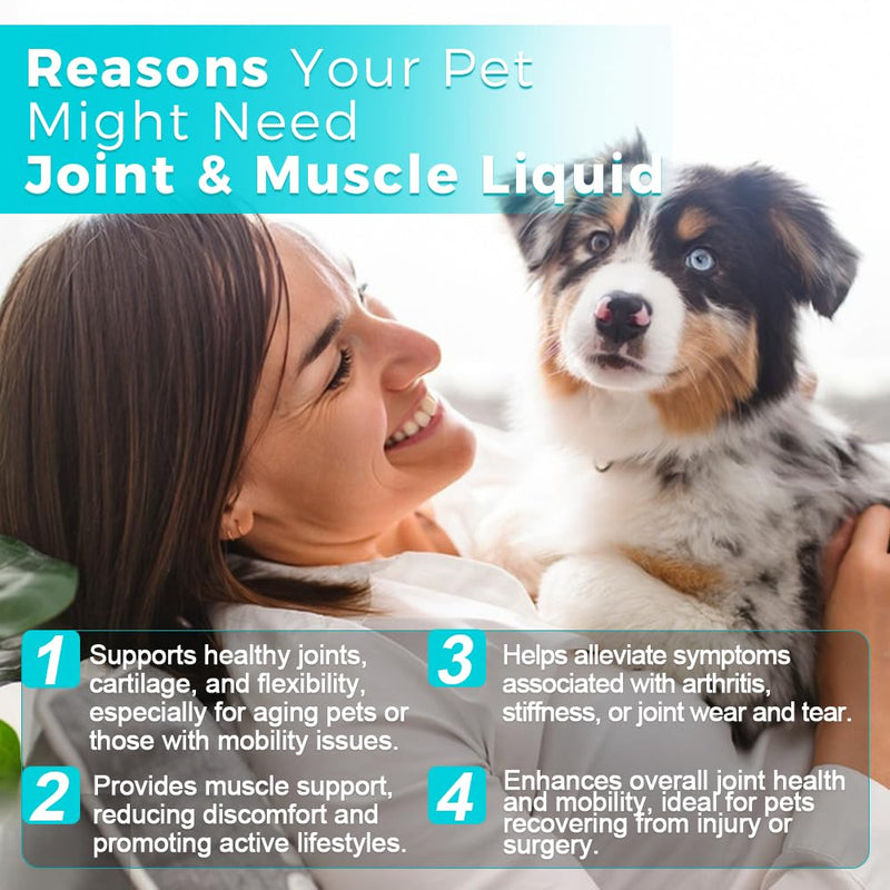 Pets Joint & Muscle Support Liquid for Cats & Dogs - 120mL | Promotes Mobility, Reduces Inflammation & Enhances Flexibility | Easy-to-Use Supplement for Active & Aging Pets - PawsPlanet Australia