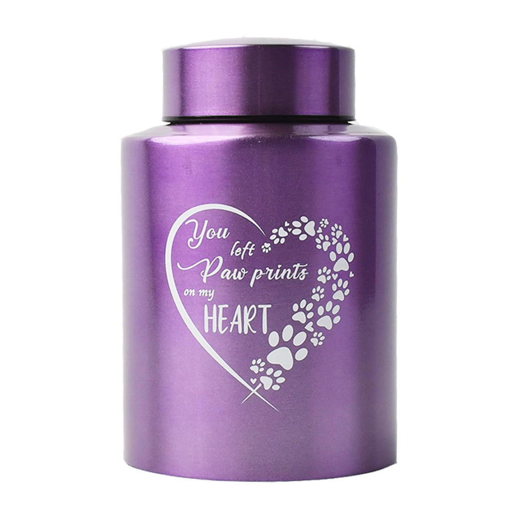 6 Inches Pet Urn for Ashes Dog Urn for Ashes Cat Urn Memorial Urn for Dogs or Cats Paw Print Keepsake Urn for Pet Laser Engraving with Meaningful Words-You Left paw Prints on My Heart purple - PawsPlanet Australia