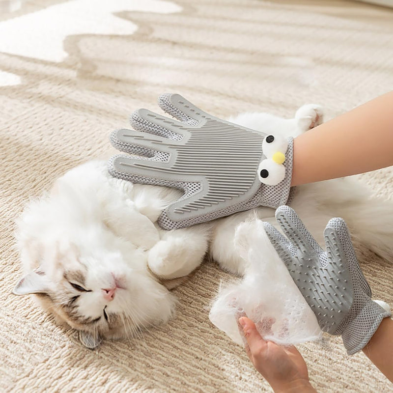 2 in 1 Pet Grooming Gloves for Dogs & Cats, Pet Fur Remover Glove, Grooming Brush for Shedding, Massage, Hair Remover Mitt, Fur Cleaner for Couch, Clothes,Carpet -1 Piece (Gray) Gray - PawsPlanet Australia