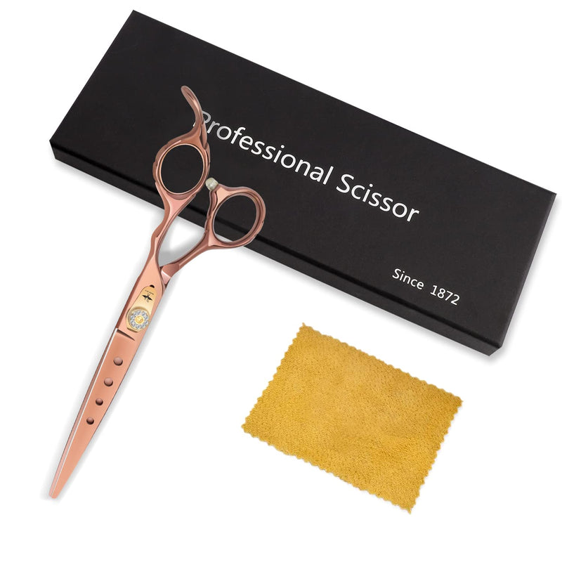 PURPLEBIRD 7.5 Inch Straight Dog Grooming Scissors Pet Cutting Shears Professional with 4 Holes Safety Noiseless Blunt Tip Trimming Shearing for Dogs Cats Japanese Stainless Steel Bronze 7.5in Cutting - PawsPlanet Australia