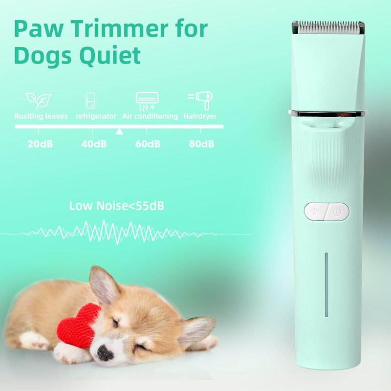 Pet Paw Trimmer, 2 Speed 4 in 1 Dog Paw Trimmers Dog Grooming Kit with LED Light, Dog Trimmer for Paws Quiet Dog Paw Trimmers for Small Dogs USB Rechargeable for Cats and Other Pets, Cyan - PawsPlanet Australia