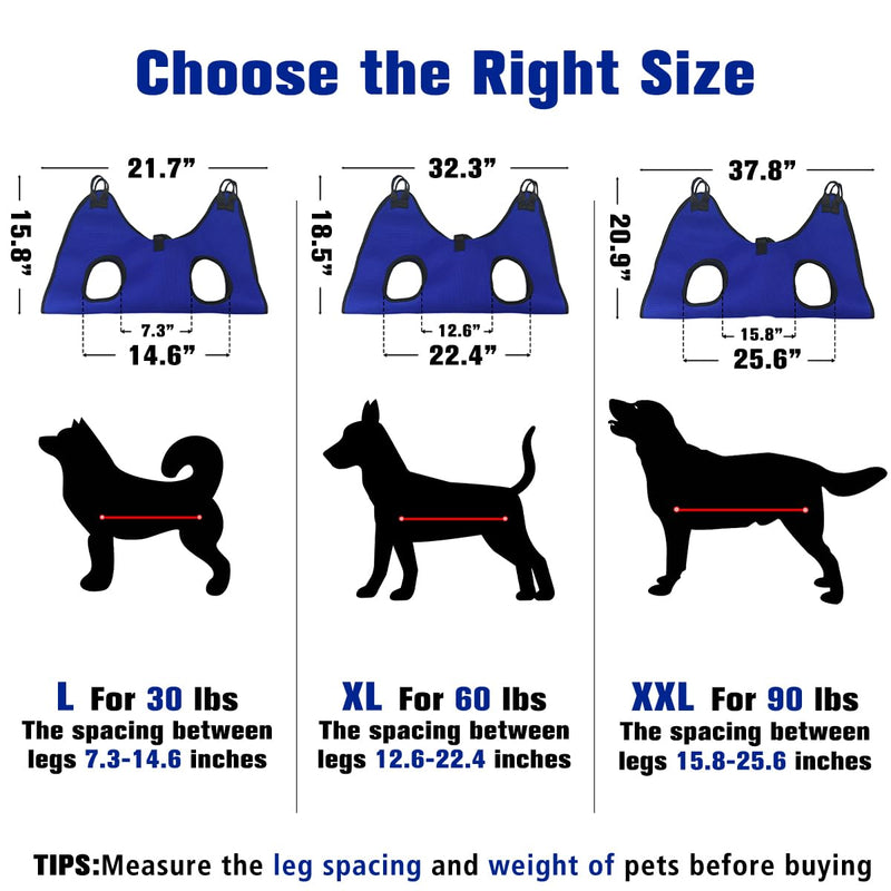 Pet Dog Grooming Hammock for Nail Trimming,Dog Restraint Hanging Harness for Nail Clipping,Dog Grooming Sling for Large Dogs with Nail Clippers/Nail File/Pet Comb,Claw Care(XL for 60lb) XL for 60 LB - PawsPlanet Australia