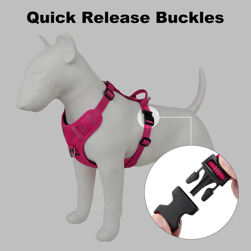 Plutus Pet No Pull Dog Harness, Reflective Adjustable Dog Vest Harness with Handle, Escape Proof, Soft Padded for Small Medium Large Dogs (Hot Pink, M) Hot Pink - PawsPlanet Australia