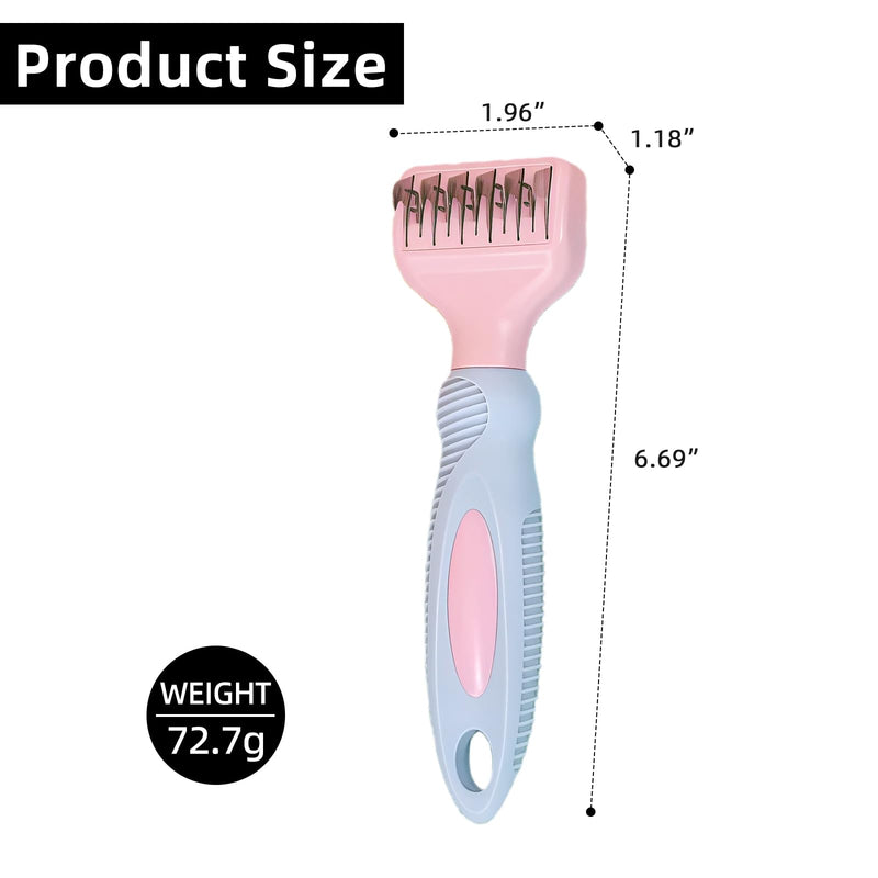 Professional Pet Dematting Comb for Dogs and Cats, Stainless Steel Rounded Teeth, Gentle Knot and Tangle Removal Tool, Grooming Supplies