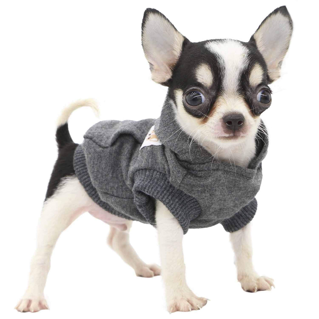 LOPHIPETS Dog Cotton Hoodies SweatShirts for Small Dogs Chihuahua Puppy Clothes Cold Weather Coat-Charcoal/XXS XX-Small for 0.5-1.2 lbs Charcoal