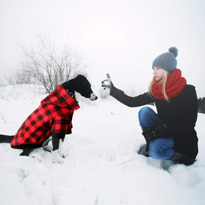 Red Plaid Dog Hoodie Sweater for Dogs Pet Clothes with Hat and Pocket（XL） XL Red Plaid - PawsPlanet Australia