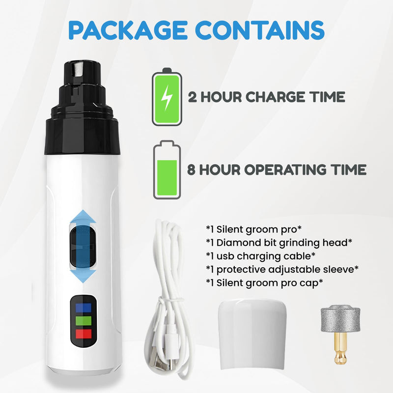 2026 Upgrade Silent Groom Pro Nail Grinder, New Silent Groom Pro for Pets, Rechargeable USB Charging Pet Nail Grinders, Electric Pet Nail Clippers, Pet Paws Grooming Smoothing Tool, - PawsPlanet Australia