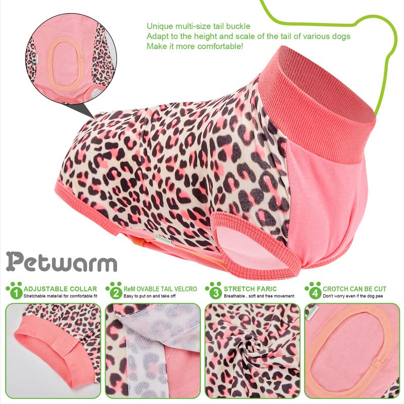 PetWarm Post-Spay & Neuter, Weaning, Prevents Licking After Surgery Onesie for Male & Female, Recovery Suit for Dogs with Sleeves, Dogs Cotton Protect Abdominal Dog Cat After Surgery Dog Onesie,Large Large Pink - PawsPlanet Australia