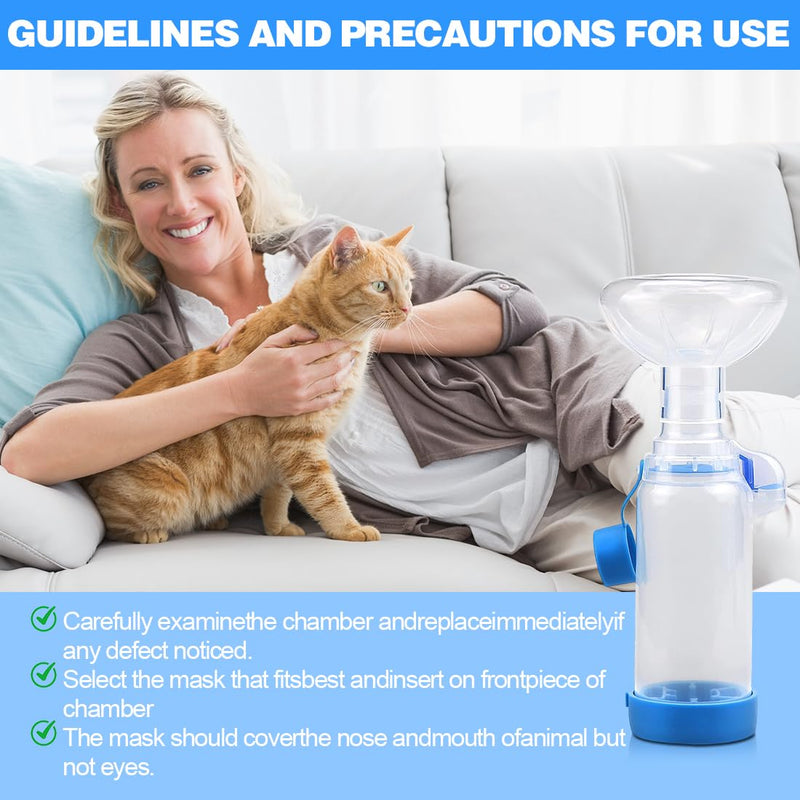 Yuragim Pet Inhaler Spacer with 2 Sizes Masks for Cats Dogs Cat Hand Inhaler Spacer with Indicator, Pet Aerosol Chamber for Home and Outdoor Use