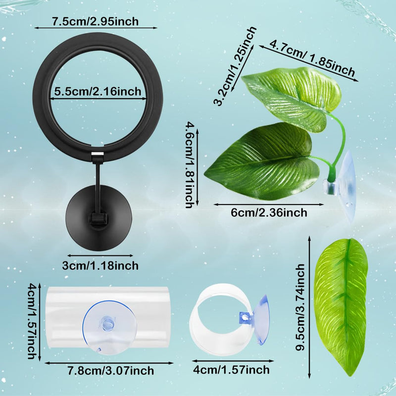 6PCS Betta Fish Aquarium Decoration, Betta Fish Leaf Pad + Fish Feeding Ring+ Betta Fish Acrylic Tube Tunnel,Hideout Ornament for Fish Tank Aquarium Decor 6 pcs - PawsPlanet Australia
