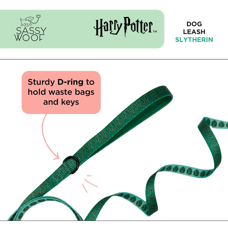 Sassy Woof Harry Potter™ Slytherin Dog Leash 60-Inch with Neoprene Padded Handle - Comfortable, Durable, and Stylish for Small to Large Dogs - PawsPlanet Australia