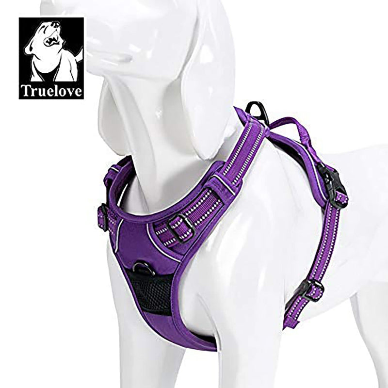 TrueLove Dog Harness TLH5651 No-pull Reflective Stitching Ensure Night Visibility, Outdoor Adventure Big Dog Harness Perfect Match Puppy Vest Now Available (Purple,XS) Purple XS