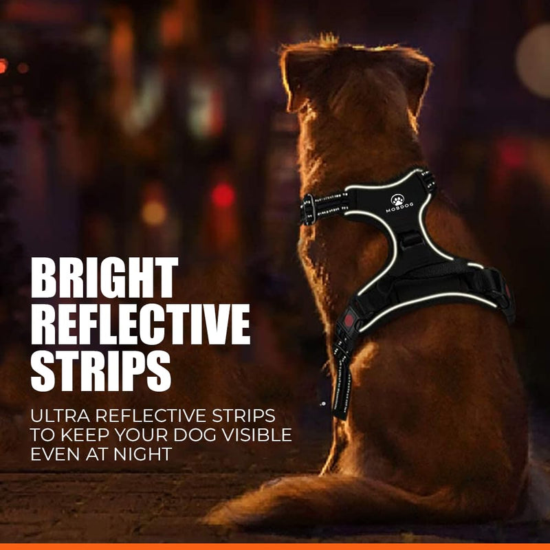 MobDog Dog Harness and Lead Set – No Pull Harness for Puppy with 5 Feet Leash – Reflective Vest with Comfortable Padding for Medium, Small, Large Dogs X-Large Orange - PawsPlanet Australia