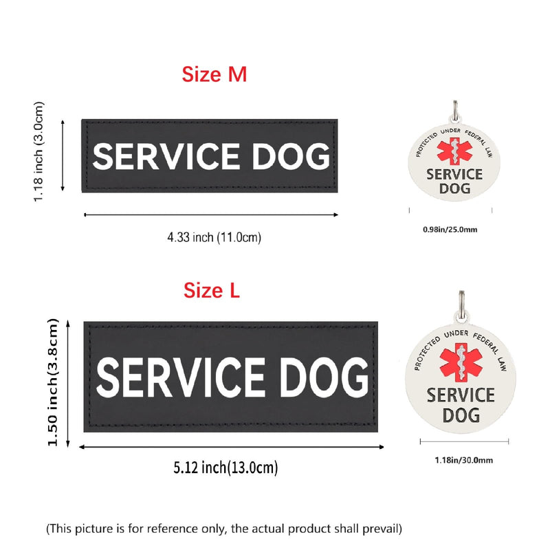 Service Dog Patch and Tag, Id Tag Easily Attach to Collar, Harness,Vest (Medium-1.18 x 4.33) Medium Service Dog(patch&tag) - PawsPlanet Australia