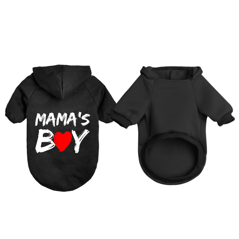 Cat Hoodies for Cats Pet Puppy Clothes Dog Hoodie Mama'Boy Printed Hooded Sweatshirt for Small Medium Size Dogs(Black,L) Black Large - PawsPlanet Australia