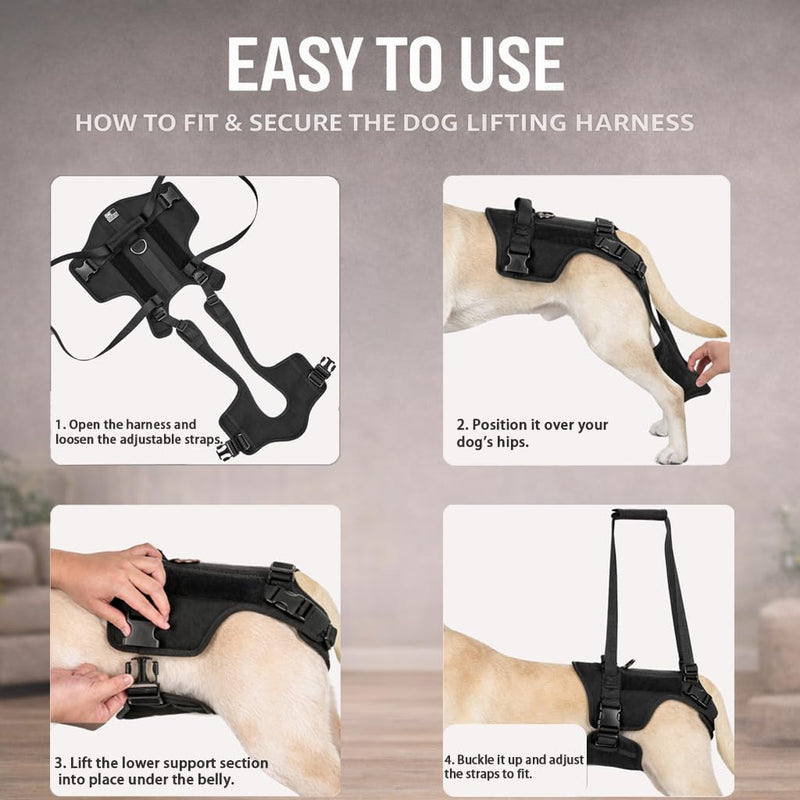 Dog Lift Harness for Large Dogs, Rear Leg Support Sling with Handle for Injury Recovery, Post-Surgery Rehab, Senior Dogs(M) M