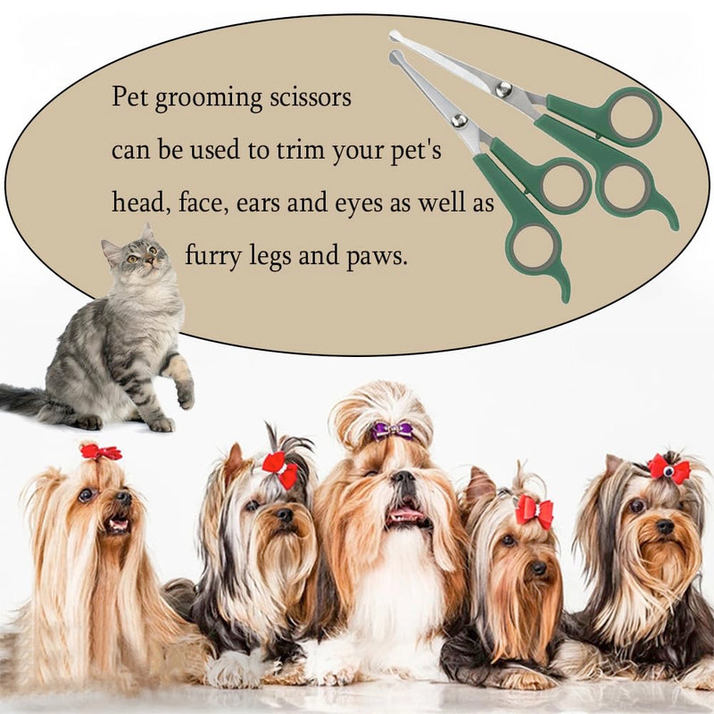 2 PCS Dog Grooming Scissors Professional Pet Grooming Shears 2 Sizes Dog Eye Cutting Scissors with Safety Round Tip Home Pets Grooming Tool for Dogs Cats Small Animals - PawsPlanet Australia