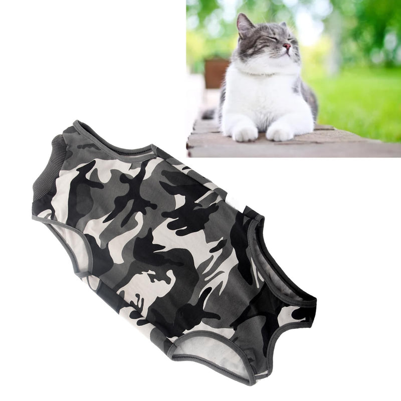 Zerodis Cat Cleaning and Grooming Accessories√∂r Recovery Suit, Post-Op Suit for Cats after Surgery with Camouflage Pattern and Button Design Made of Modal for Wound Healing and Licking (Camouflage L) Camouflage L