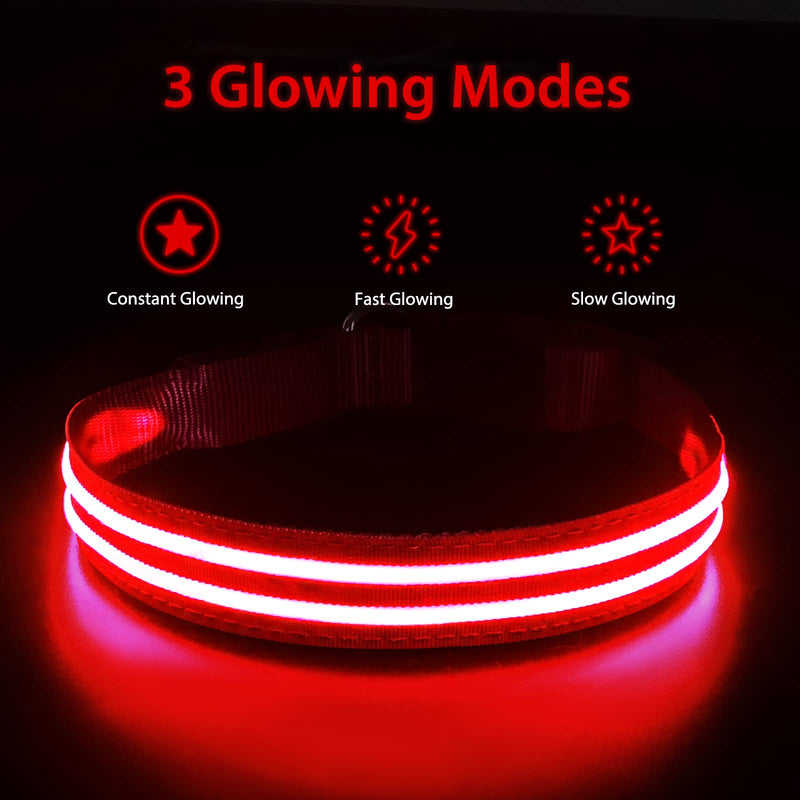 PcEoTllar LED Dog Collar, Rechargeable Flashing Light Up Dog Collar 100% Waterproof Safety Adjustable Pets Collar Increased Visibility Super Bright for Small Medium Large Dog S(11''-15.7''/28-40cm) Red - PawsPlanet Australia