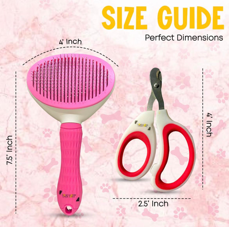 Essential Pet Supplies: Pet Collar for Small Dogs with Reflective AirTag Holder and Secure,Comfortable Padding Bundled with Safe Dog Nail Clippers and Self-Cleaning Dog Brush PINK - PawsPlanet Australia