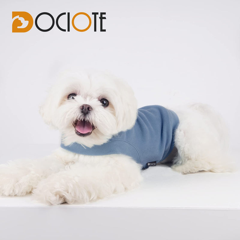 Soft Fleece Dog Sweatshirt - Warm Dog Sweaters for Small Medium Dogs Cats Cold Weather - Cat Sweater Pullover Stretchy Hoodie Easy On - Comfortable Dog Winter Clothes Pet Sweaters Vest for Doggie Grey-blue - PawsPlanet Australia