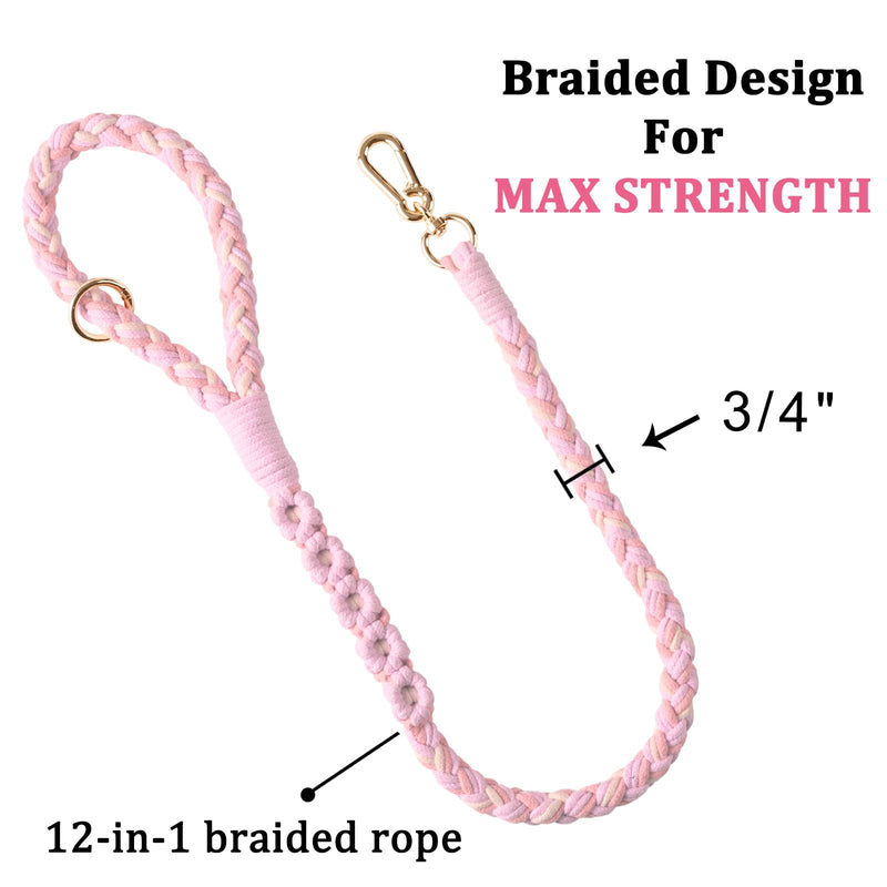 Double Dog Leash – Tangle-Free Dual Leash with 360° Swivel, Shock Absorbing Bungee, Reflective Stitching & Hand-Braided Main Rope (Supports Up to 440 lbs, Pink) - PawsPlanet Australia