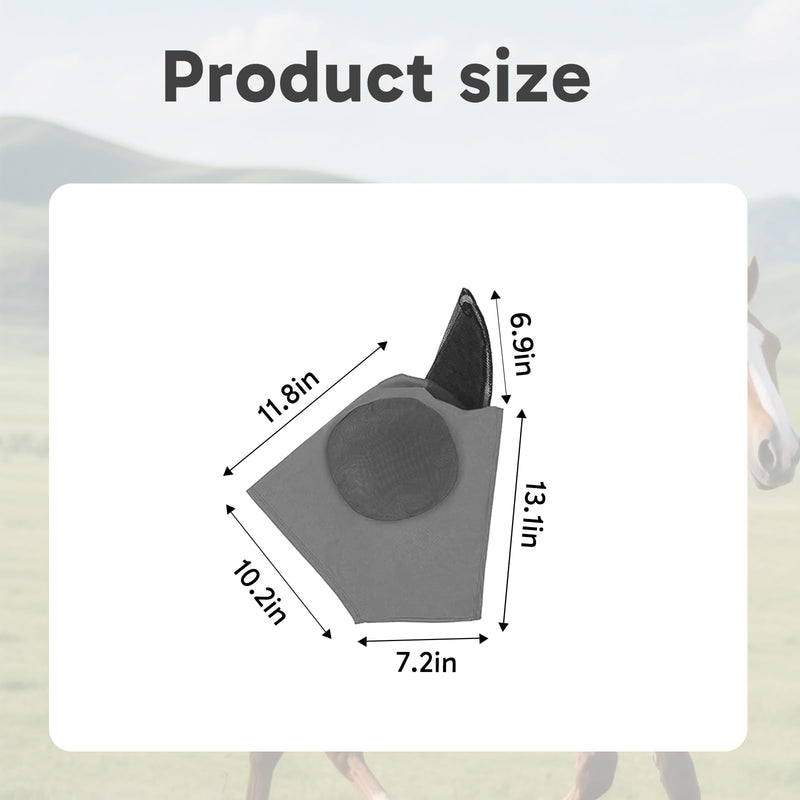 Horse Fly Mask, Fly Masks for Horses with Forelock Opening, Breathable and Comfortable Fly Mask, Durable and Lightweight for Outdoor Riding and Stable Use, (Gray)