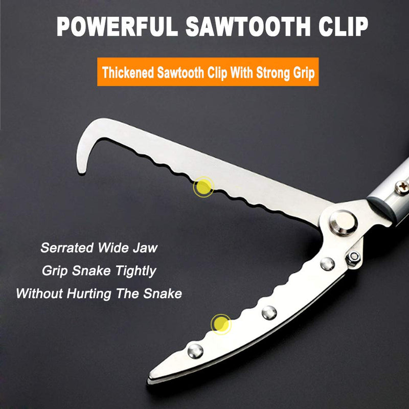Extendable Snake Tong Reptile Grabber Rattle Snake Catcher Wide Jaw Handling Tool with Lock and Comfortable Grip(Include Snake Bag) (86 inches Extendable Snake Tong) 86 inches Extendable Snake Tong - PawsPlanet Australia
