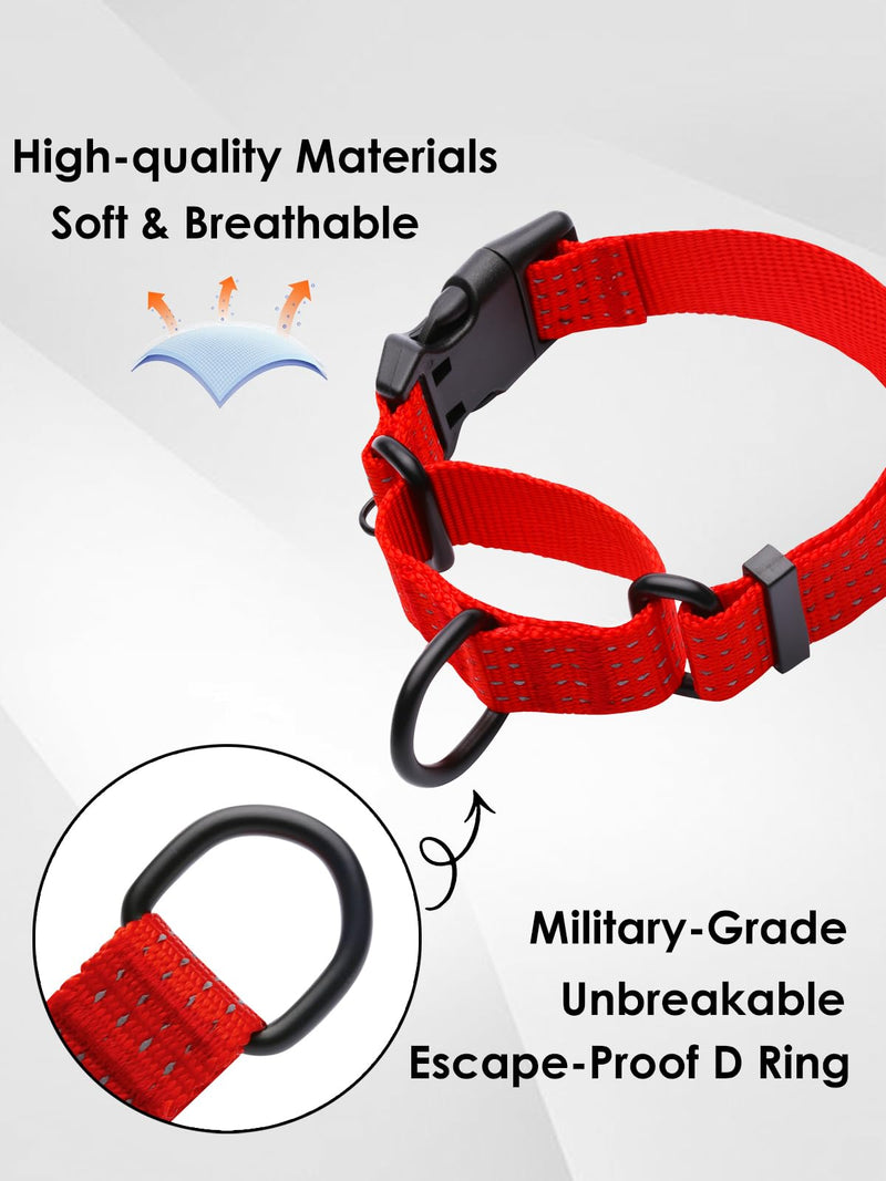 Martingale Collar for Dogs, Adjustable Soft Nylon Dog Collars with Special Design Cute Patterns (RED, S (1" x 12"-15.8")) RED S (1" x 12"-15.8") - PawsPlanet Australia