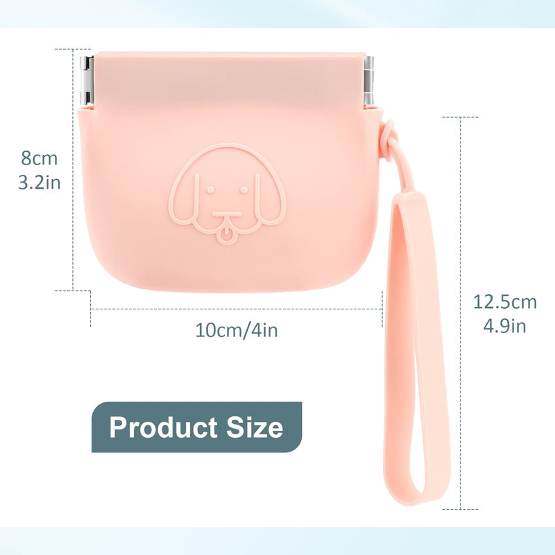 WALLFID Silicone Dog Treat Pouch Small Bag,Auto Closure,with Pet Training Clicker,Walking Bag for Dog and Cat,Pocket Size,Easy to Clean,Odorless (Blue and Pink) blue and pink - PawsPlanet Australia