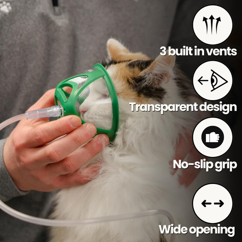 PureVent Pet Oxygen Mask - Dogs, Cats, and Other Pets - with 6 Feet of Oxygen Tubing - Used by Veterinarians… Small - for Cats, Kittens, & Puppies - PawsPlanet Australia